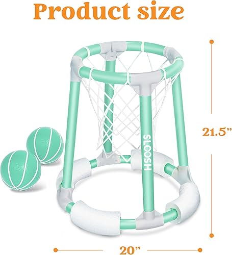 Miniatura 6 de Sloosh Juguetes de aro de baloncesto para piscina, juego flotante de baloncesto para piscina, flotadores de natación con bomba de bolas, juguete de