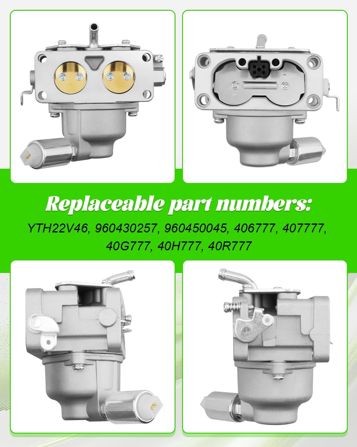 YTH22V46 Carburetor Tune-Up Kits Fit for 46" Husqvarna 960430257 960450045 Tractor Manual Choke