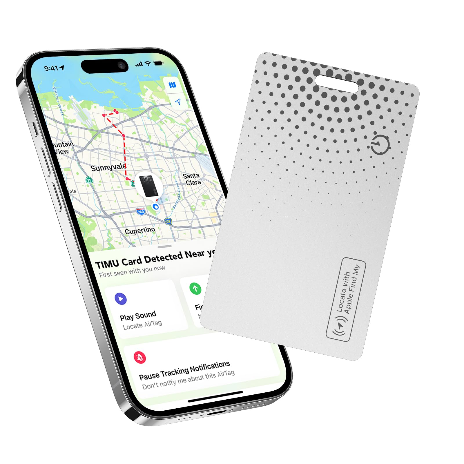 TIMU Air Tag Card Compatibile Apple Dov'è (iOS Only), 1.7 mm Slim Smart Card, IP68 Impermeabile Wallet Tracker, Bluetooth Localizzatore per Valigie, Portafoglio, Borse, Bagagli, Nero (Bianco)