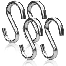 3.2 Inch Heavy Duty S Hooks 4 Pack, 550 LB Capacity 304 Stainless Steel S Hooks for Hammock Swing Garage Storage, Burr-Free for Outdoor & Marine