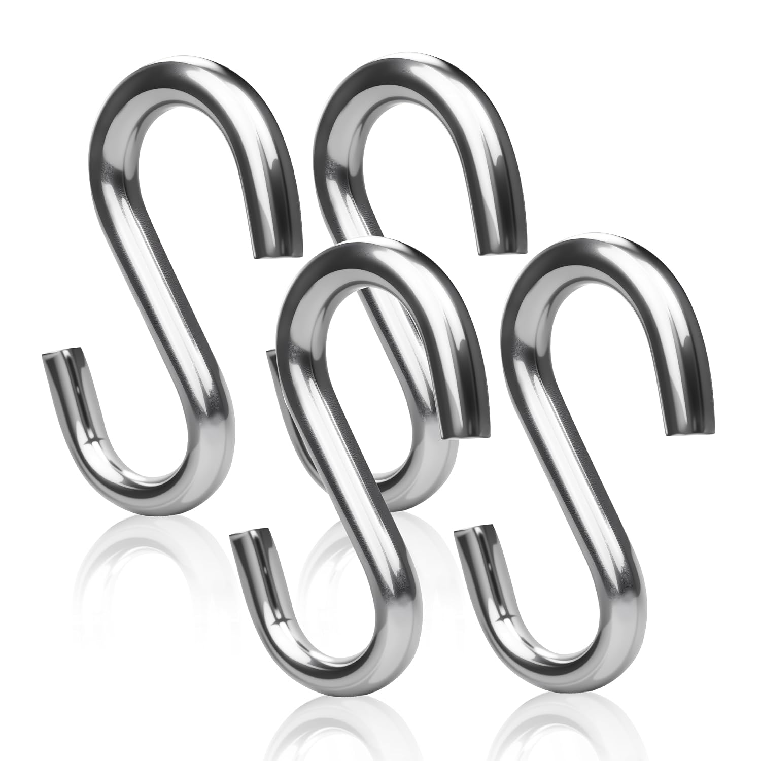 3.2 Inch Large Heavy Duty S Hooks 4 Pack, 550 LB Capacity 304 Stainless Steel S Hooks for Hammock, Swing, Garage Storage, Camping & Outdoor Use
