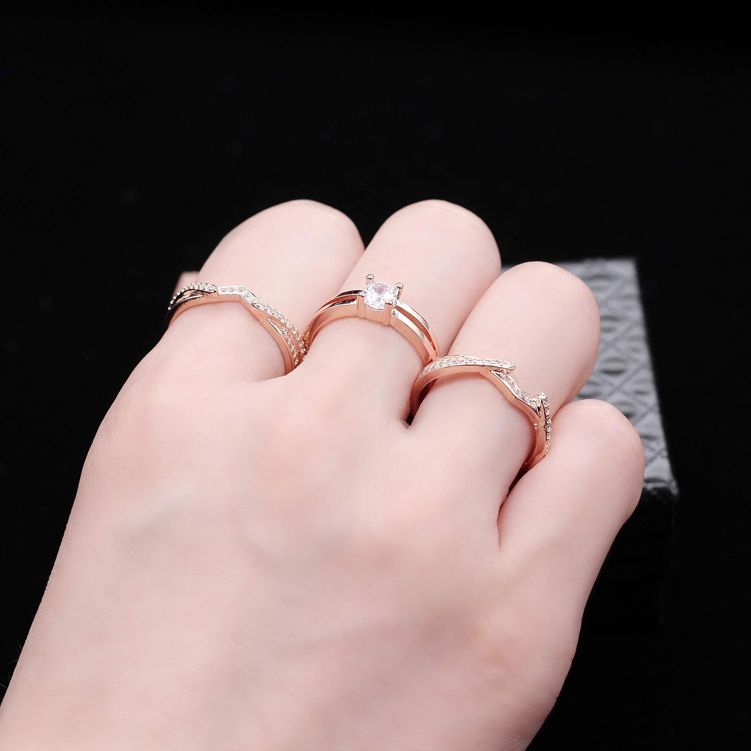 Uloveido Orange Cubic Zirconia Wedding Band Anniversary Promise Ring for Bridal Her Women Birthday Gift Size S Y433 - Image 5