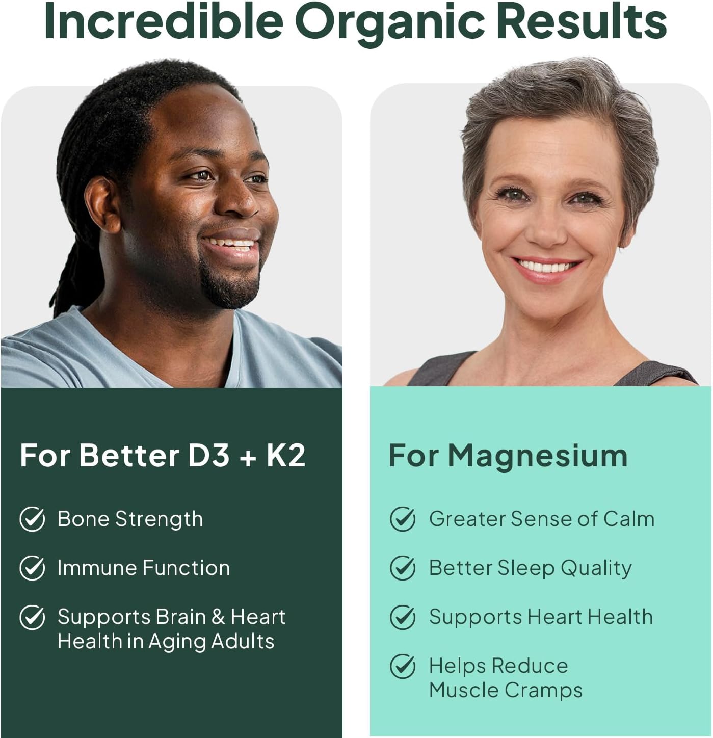 Organics Ocean Muscle, Bone, Heart & Sleep Wellness Bundle – Chelated Magnesium Glycinate with Zinc & VIT D3 and K2 Supplements for Muscle Function, Calcium Absorption & Vascular Health