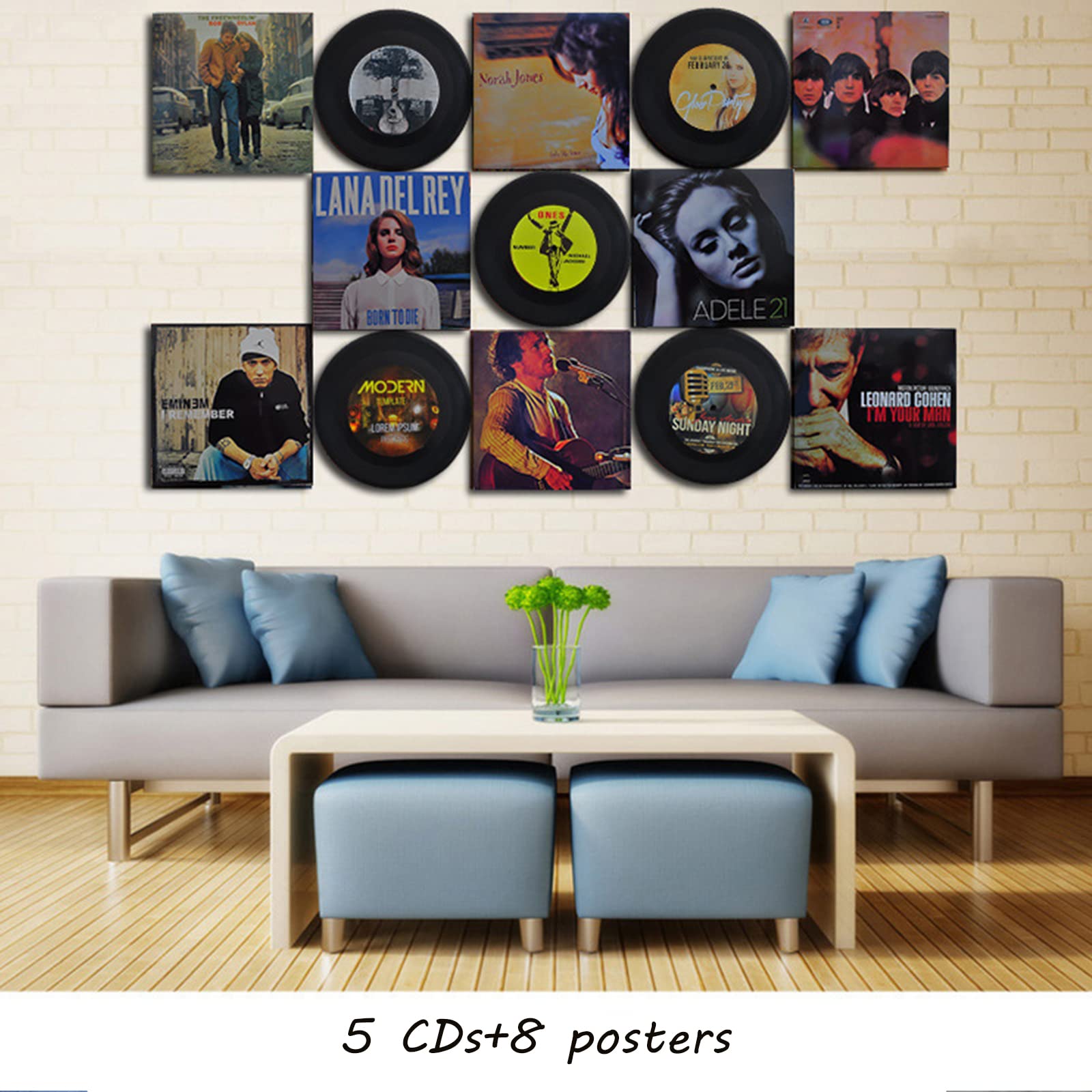Decorazioni Parete A Forma Di Disco In Vinile - 8 Pezzi Con Nastro Adesivo - Per Bar, Caffè E Camere - Foto 11