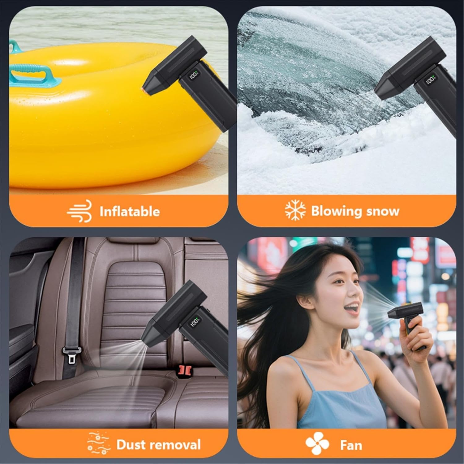 Mini Turbo Snow Blower, 100,000 RPM Snow Master Turbo Pro Blower for Car, Portable Snow Whiz Turbo Blower, Ideal for Vehicle Snow Removal and Home Cleaning