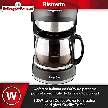 MAGEFESA Ristretto 1200 - Cafetera Eléctrica de 12 Tazas, 800W, Sistema Anti-goteo, Filtro Extraíble, Indicador Nivel de Agua, Café, Bebida Caliente1