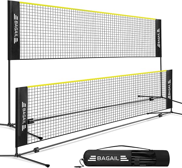 BAGAIL Red de Bádminton Plegable Hecha de Nailon con Soporte de Altura Regulable y Bolsa de Transporte, Fácil de Montar y Desmontar, Jugar al Tenis, Bádminton o Voleibol - 1