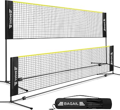 BAGAIL Badminton Net 3M/4M/5M, Height Adjustable Net, Foldable Poles and Portable Carry Bag, Quick Assemble Sports Net for Badminton in Garden, Tennis & Pickleball in Park or Junior Beach Volleyball
