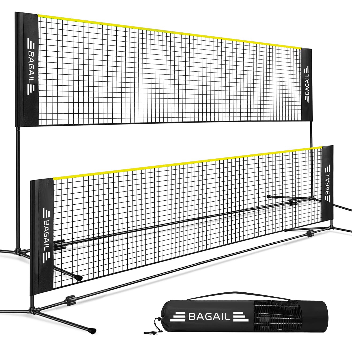 BAGAIL Badminton Net, Foldable Nylon Net, Hieght Adjustable Stand and Portable Carry Bag, Easy to Assemble or Disassemble, Ideal Recreational Sports Net for Tennis, Kids Badminton or VolleyballBAGAIL Badminton Net, Foldable Nylon Net, Hiegh…
