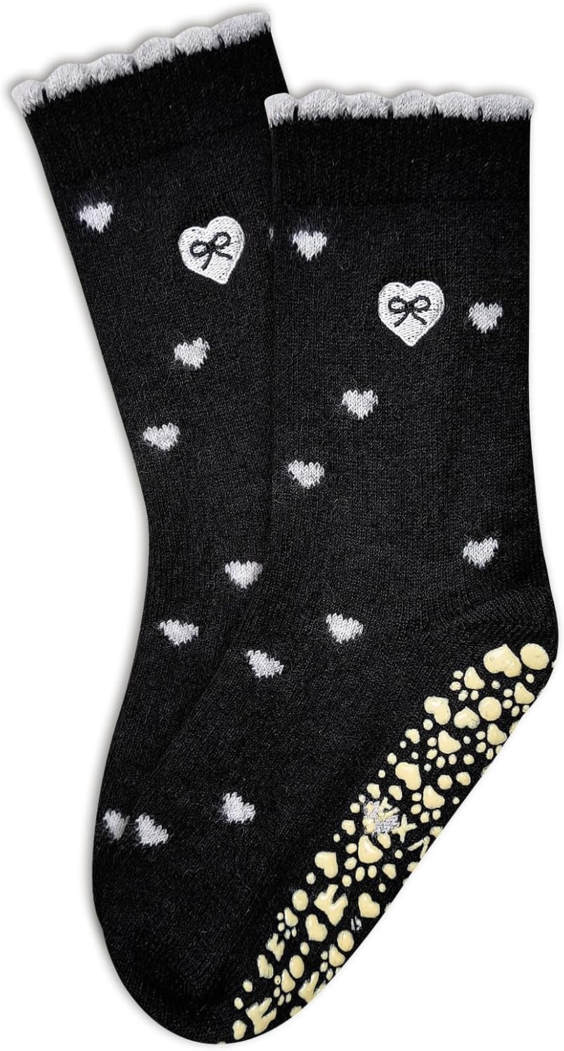 3 Pairs Cute Pilates Grip Socks for Women Ruffle Heart Polka Dot Non Slip Grip Socks for Yoga, Barre, Barefoot