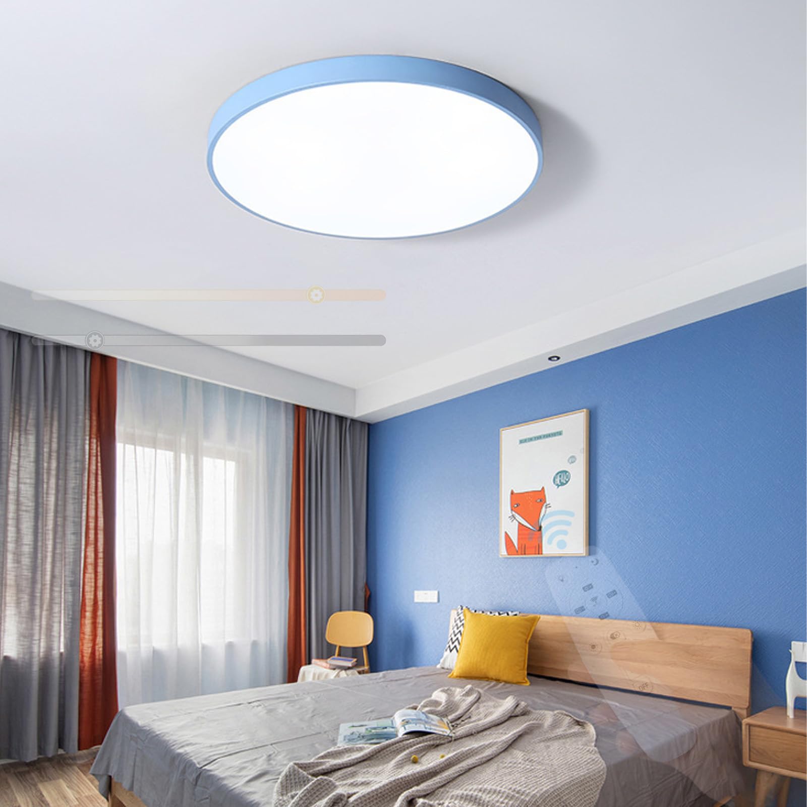 Luminaire ronde métal acrylique LED haut de gamme au fini bleu contemporain - 8
