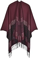 Vista 90 de Poncho chal para mujer, suéteres suaves y cálidos para mujer, parte delantera abierta, poncho de viaje para otoño, invierno y primavera