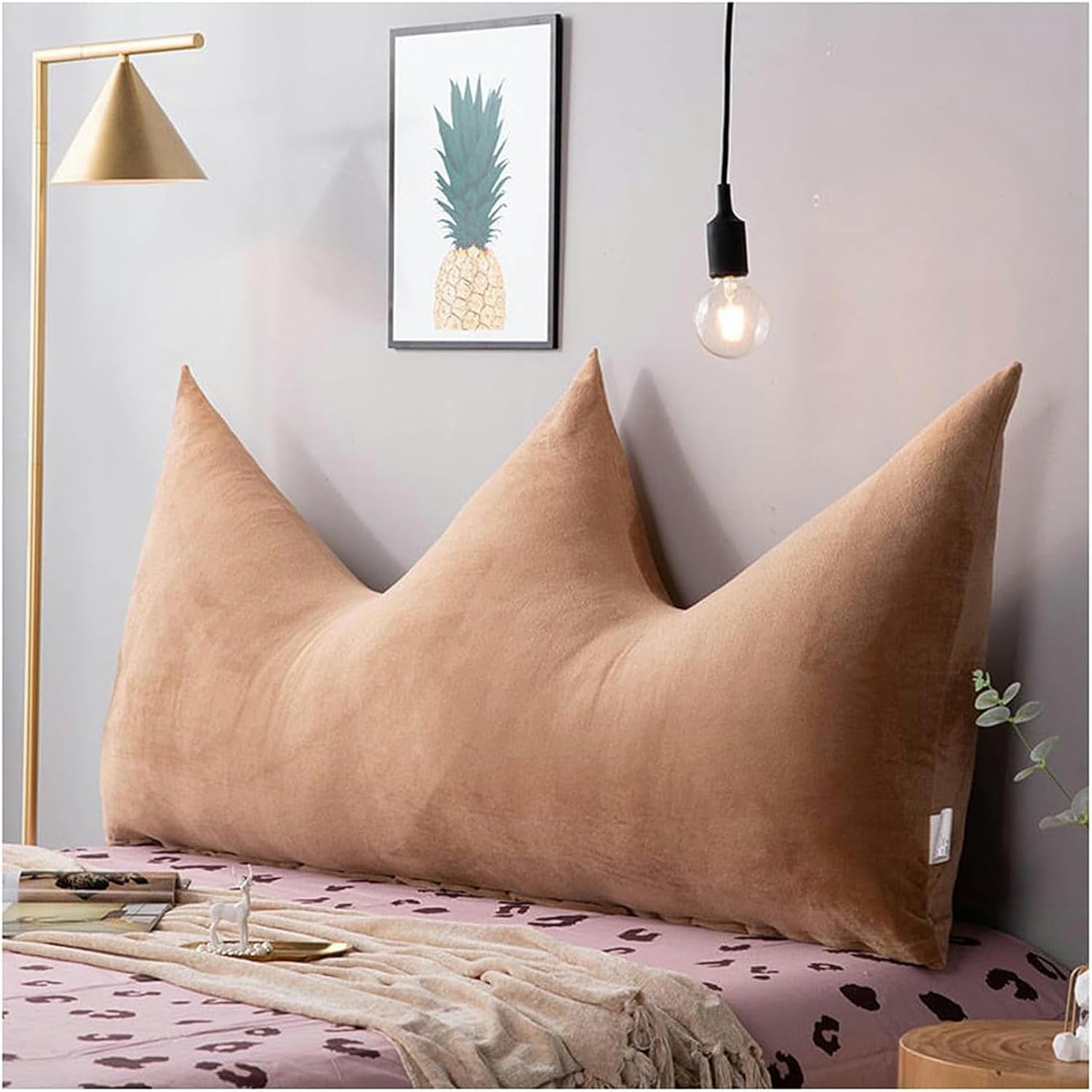 Crown Triangular Reading Bed Rest Pillow Bed Wedge-Shaped Reading Pillow, Velvet Bed Rest Headboard Cushion Headboard Pillow Bolster Cushion for Twin Full Daybed Bed