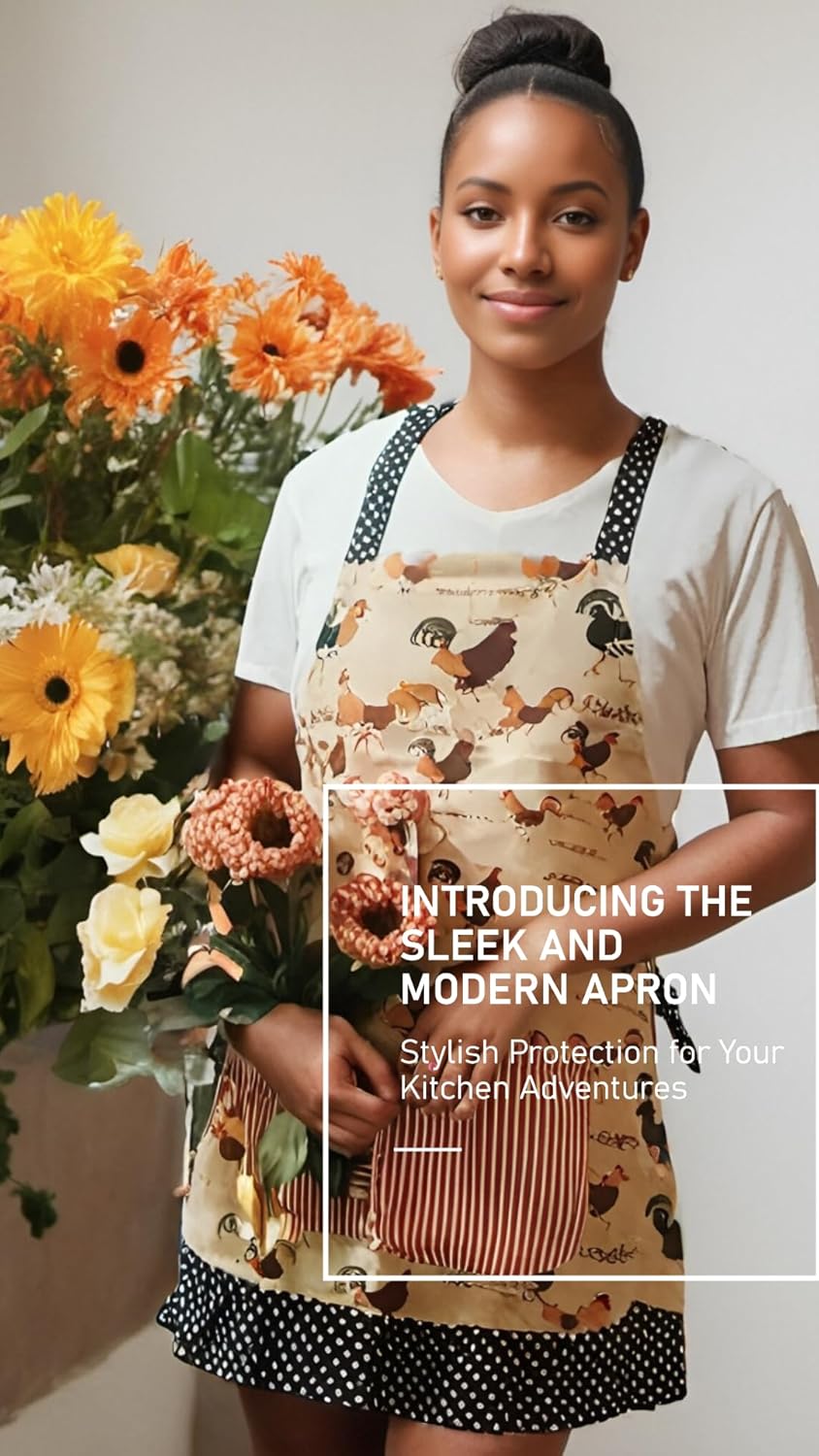 Lovely Flower Pattern Retro Aprons With Large Pockets for Women Girls Cooking Kitchen Bakery Mother's Gift - Image 7