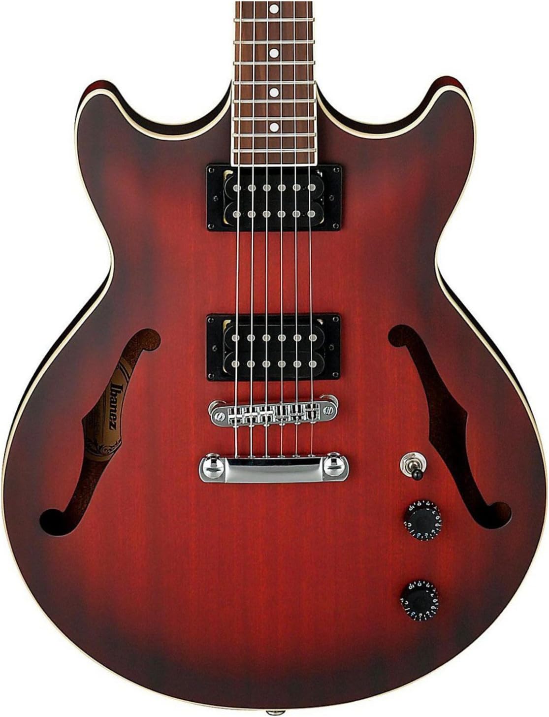 Ibanez AM53SRF Semi-Hollow Electric Guitar, Full, Sunburst Red Flat