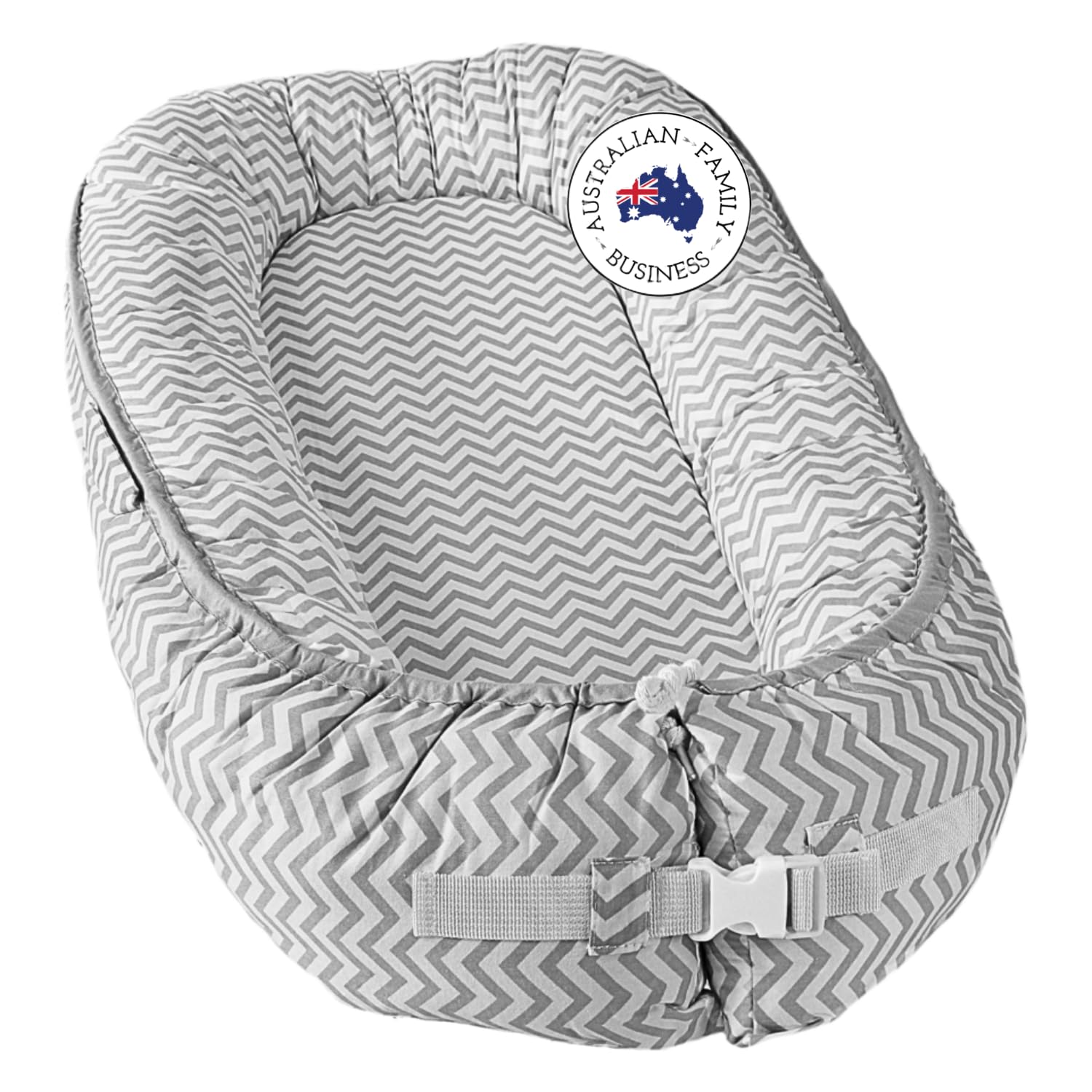 Little Archer & Co.™ Newborn Baby Nest, Supervised Sleeping Pod, OEKO-TEX Certified Newborn Snuggle Nest, Portable Baby Pod, 100% Cotton Baby Lounger Nest (Grey and White)