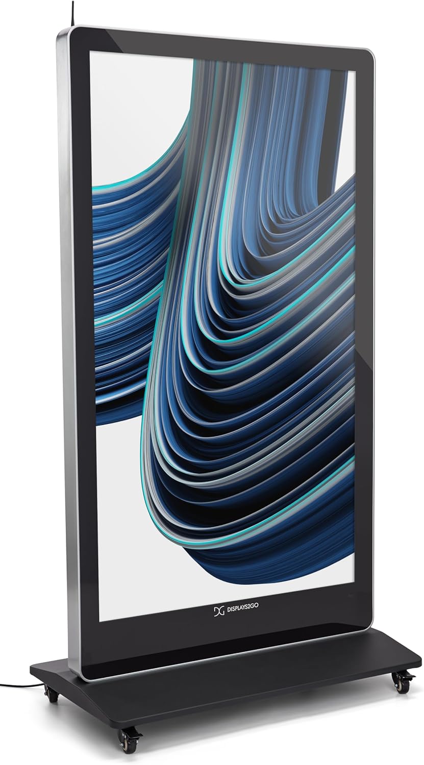 65" Non-Touch Digital Poster Kiosk, Single Sided, Android 11 OS, Caster Wheels - DisplayIt!Xpress CMS Included