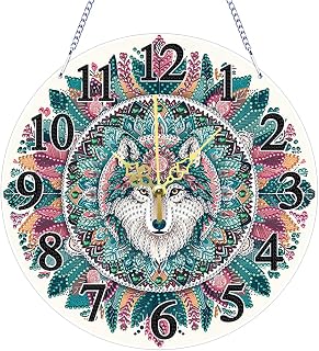 DIY 5D Diamond Painting Clock Kits for Adults, Special Shaped Diamond Art Wall Clock, Crystal Diamond Painting Art Crafts Home Wall Decor - Wolf
