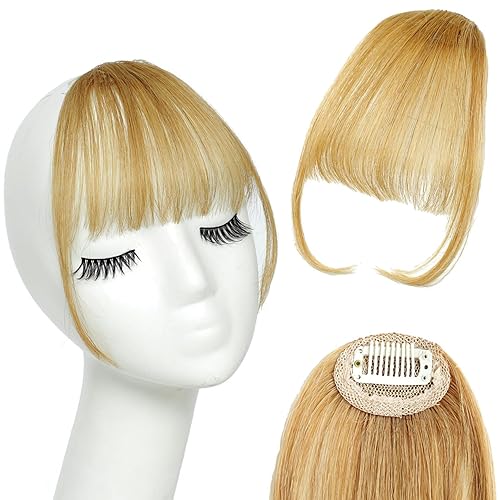 Miniatura 8 de Flequillo con clip, extensiones de cabello humano 100 % real, con flequillo, con pinzas, flequillo curvado para uso diario, fiesta, para mujer,