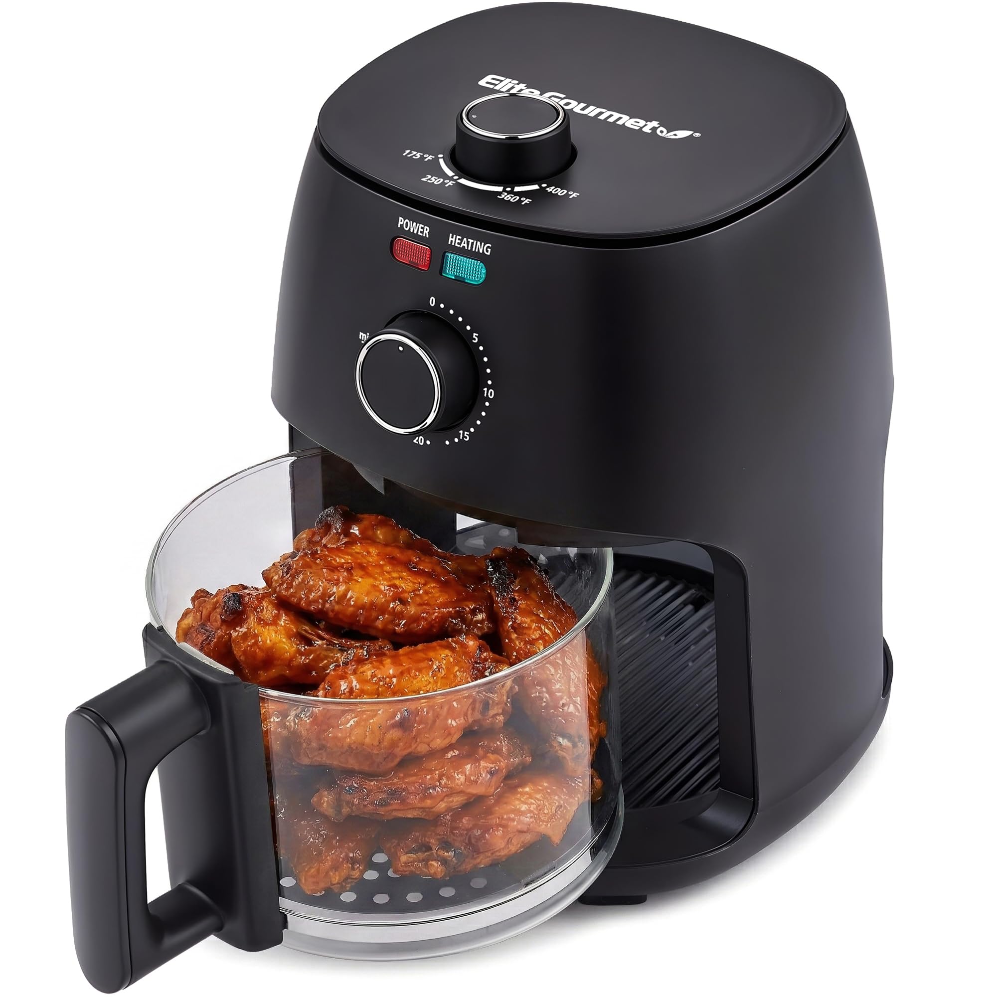 Elite Gourmet Glass Air Fryer 2.4 Qt