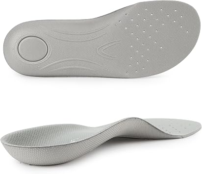 Knixmax Outdoor Women Ultra Thin Corrective Insoles for Crocs Clogs Ultra Thin Shoes Inserts with Arch Support, Breathable Waterproof Sockless Barefoot Liners for Replacement Grey Size US7/EU39-40
