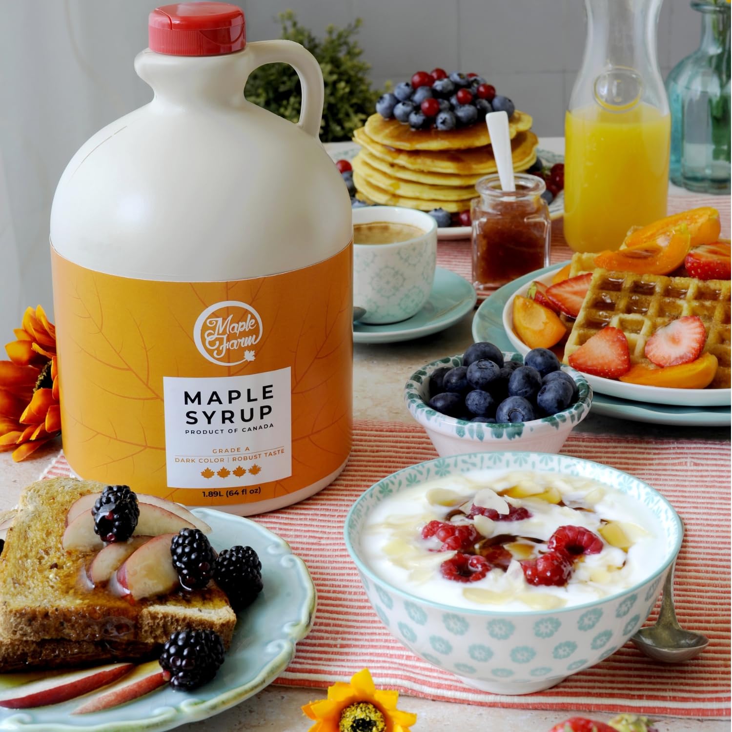 MapleFarm - Reiner kanadischer Ahornsirup Very Dark, Klasse A, Sehr Dunkel - Kräftiger Geschmack - Karaffe 1,89 l (1er Pack) - maple syrup - Ahornsaft