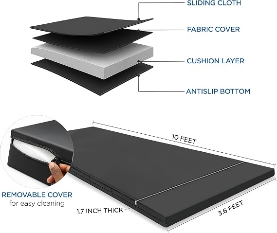 Baseball Sliding Mat Trainer 10 x 3.6 ft Slide Mat for Baseball and Softball 1.7 Inch Thick Foam Waterproof Antislip Foldable Mat with Zipper and Stakes for Soccer Rugby Gymnastics Yoga and More