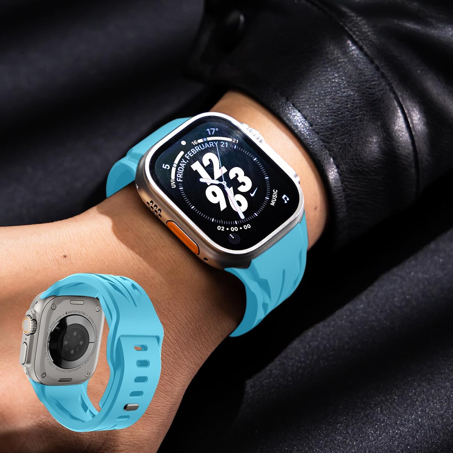 Sports Silicone Band Compatible with Apple Watch Ultra 3/2/1 49mm Bands for Men,Luxury Supercar Rubber Strap for iWatch Series 11/10 46mm, 9/8/7 45mm, SE2/SE 6/5/4 44mm, 3/2/1 42mm - Image 6