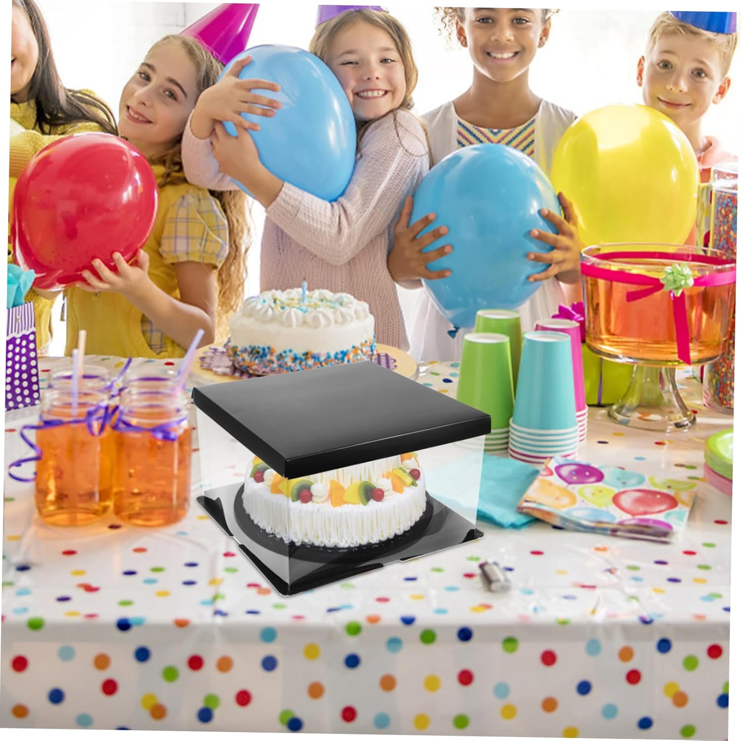 4pcs Transparent Cake Boxes Cake Packaging for Birthdays Weddings and Parties Carrier for Transport and Display