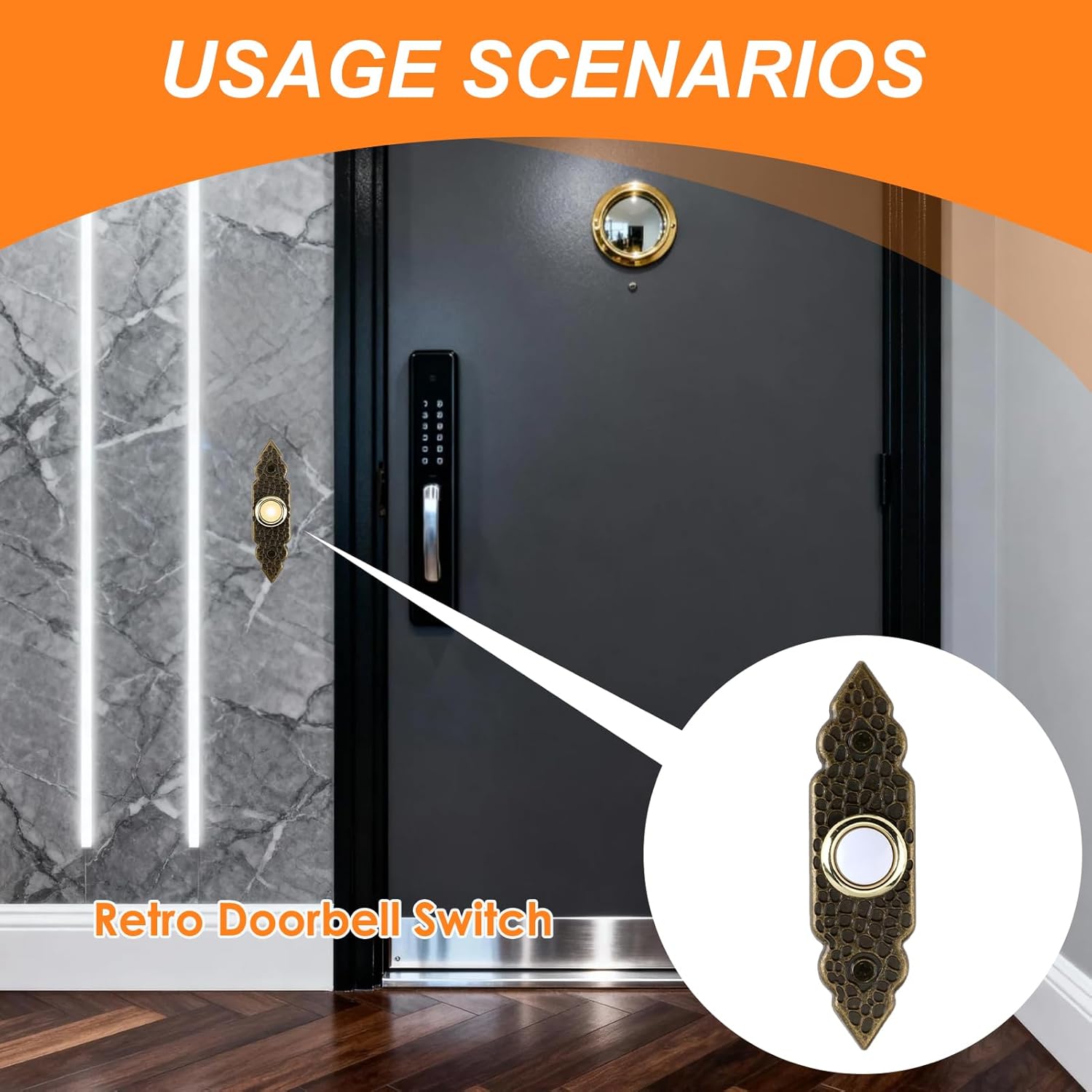 Door Bell Button, Vintage Style Wired Doorbell Button with Glow, Universal Replacement for Home Doorbells, Garage Doors, and Entry Systems, Easy Installation, Durable Housing (Bronze)