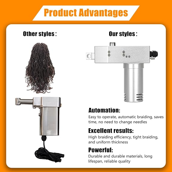 Instant Dreadlock Machine Portable Handheld DIY Automatic Loc Tool with 3 Interchangeable Tips for Fast Dreadlocks Extensions, Professional FastLocs Dread Machine