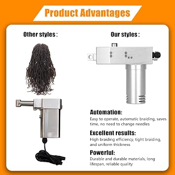 Instant Dreadlock Machine Portable Handheld DIY Automatic Loc Tool with 3 Interchangeable Tips for Fast Dreadlocks Extensions, Professional FastLocs Dread Machine