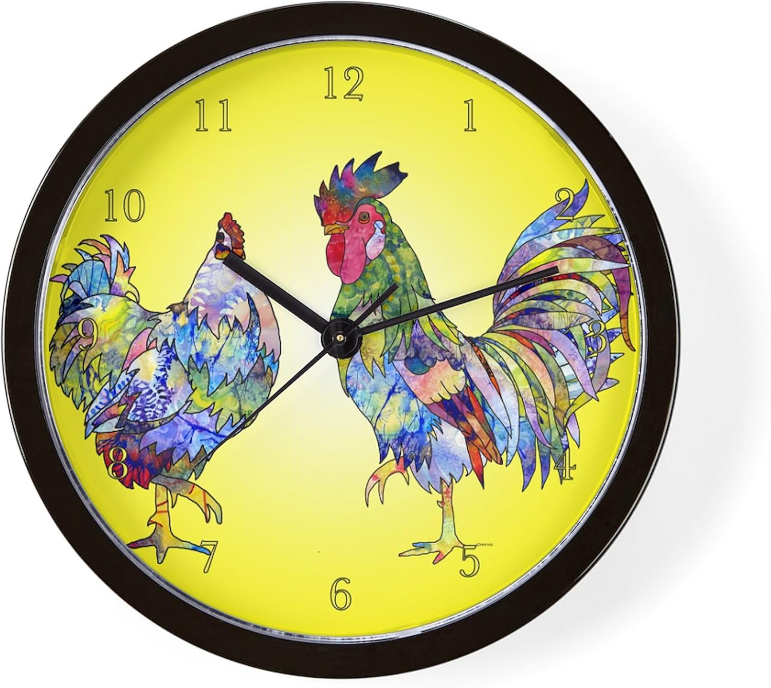 CafePress Rooster and Hen 10" Wall Clock for Livingroom, Kitchen, or Office