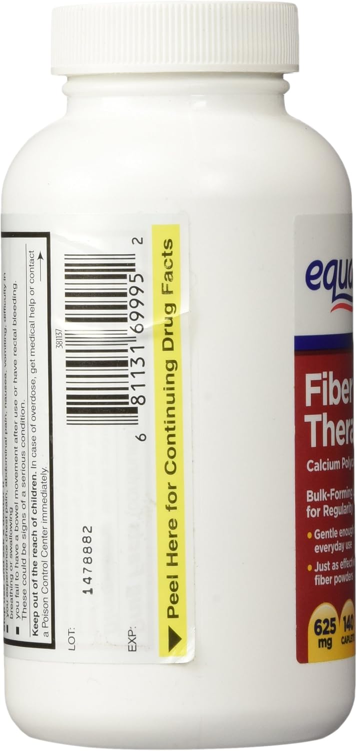 Equate Fiber Laxative Fiber Therapy For Regularity Caplets, 140-Count Bottle