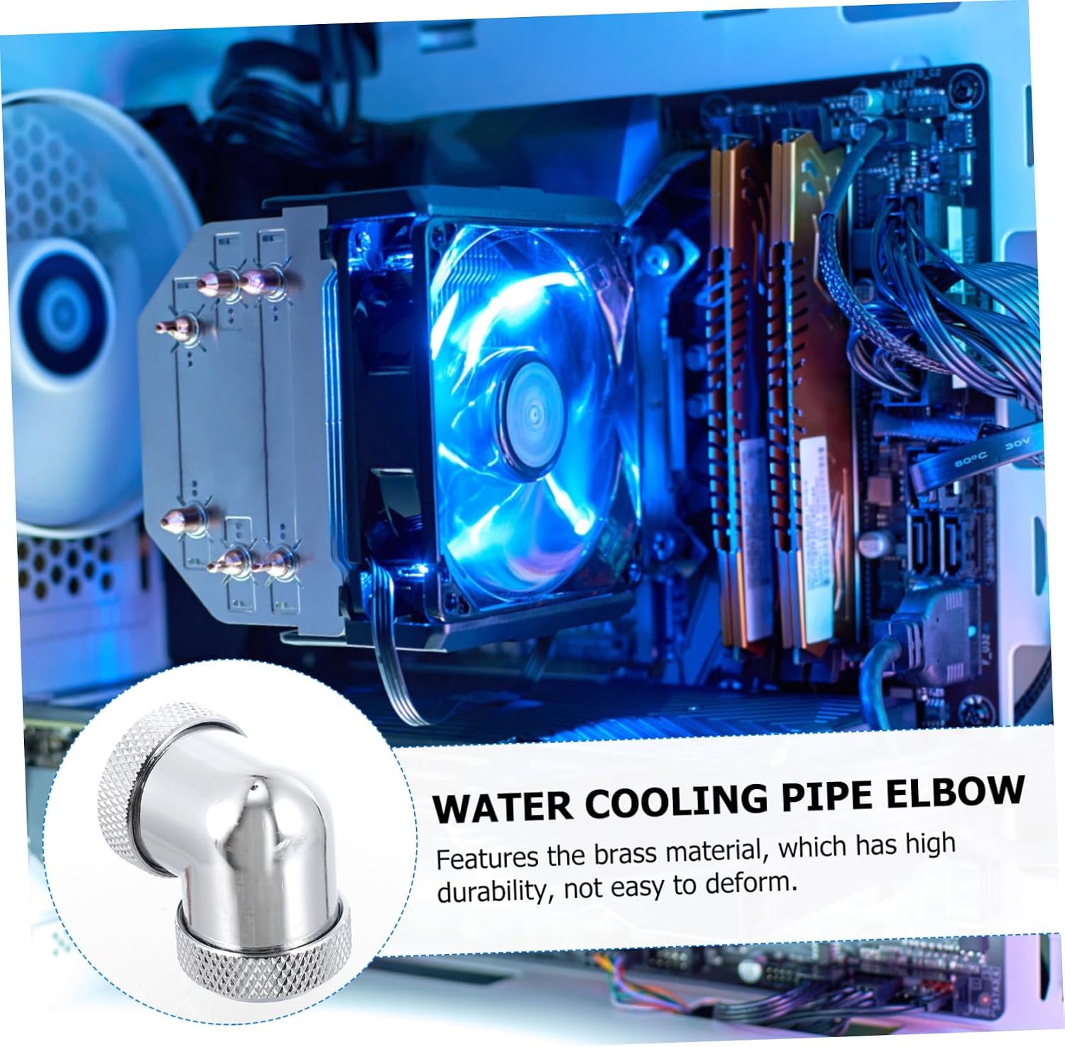 DOITOOL 2pcs Water Cooling Elbow Riser Elbow Adapter Computer Water Cooling Fitting for Water Cooling Watercooling Hard Tubing Fitting Water Cooling Tube Fitting Brass Material Silver