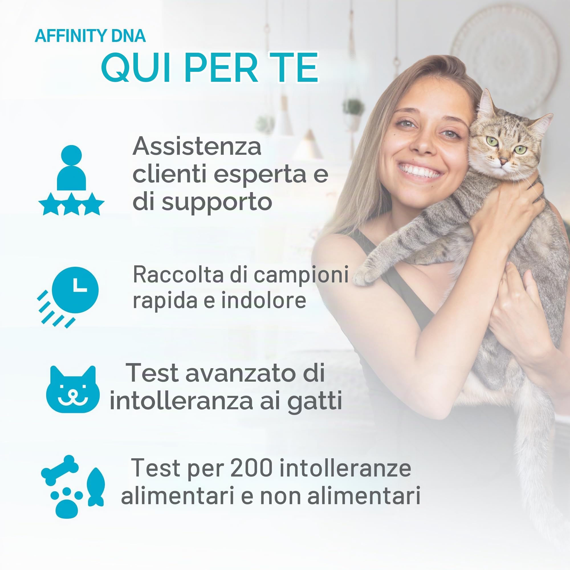 Test per Gatti intolleranza a 200 Articoli Alimentari e Non | Kit Raccolta Campioni per 1 felino | Risultati in 5-7 Giorni lavorativi | Kit Completo Senza Costi aggiuntivi