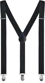 Men's Suspender Adult Suspender Solid Straight Clip Adjustable Suspender Wide Band with Heavy Duty Metal Clips