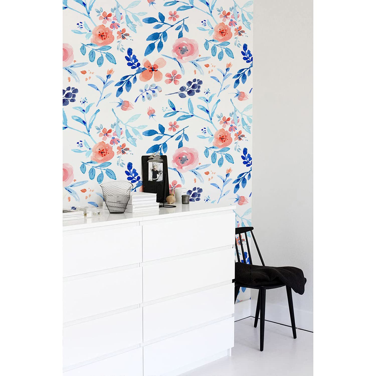 Fleurs papier peint adhésif pour relooker mur délavé et meuble sans colle 312x219