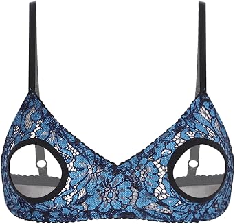iiniim Womens Sexy Hollow Out Nipples Bra Tops Bare Exposed Breast Wireless Brassiere Lingerie