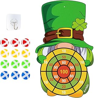 St Patricks Day Kids Dart Board Game Set, Irish Party Board Games with 12 Stick Balls, St Paddys Day Outdoor Games for Kids Ages 4-8, Saint Patricks Day Party Games Yard Toys, FBXY-002