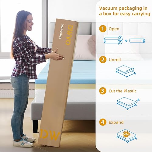 Miniatura 6 de DWVO Cubrecolchón refrescante de 4 pulgadas, tamaño King, 3 zonas, con infusión de gel, cubrecolchón de espuma viscoelástica para dolor de espalda,