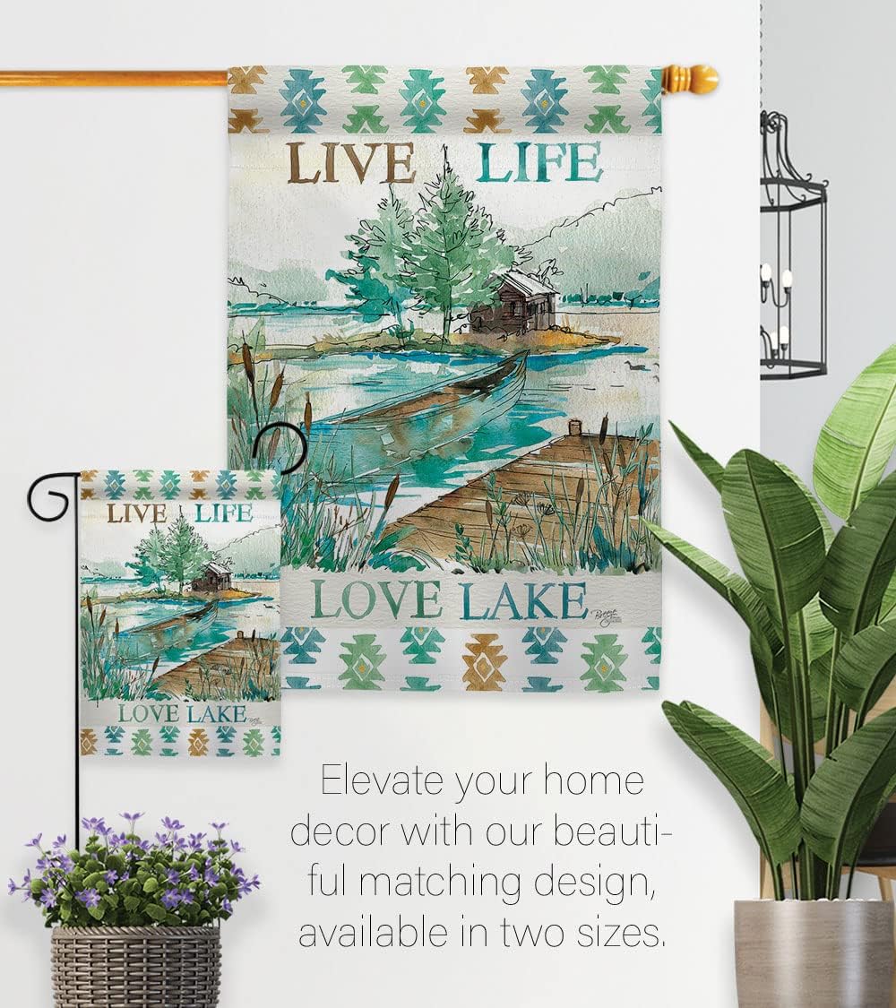 Breeze Decor H109072 Live Life Lake Vertical House Flag, 28" x 40", Multicolor