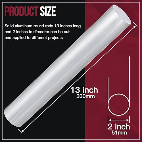 Miniatura 6 de Barra redonda de aluminio de 2 pulgadas de diámetro largo 13 "barra redonda de aluminio 6061 T6511 sólido nuevo molino Stock (1)