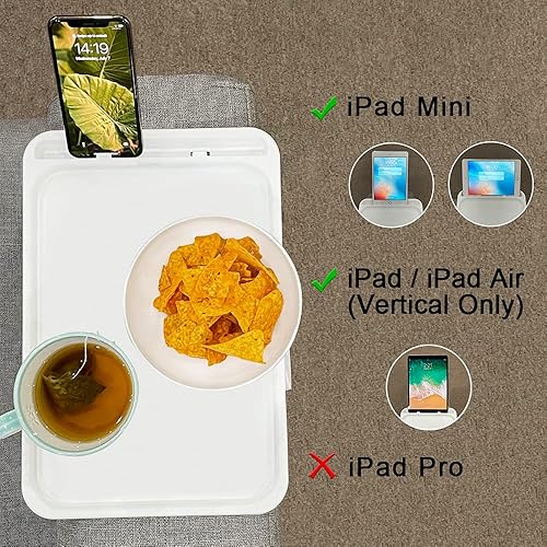 Miniatura 17 de Xchouxer Mesa de clip para reposabrazos de sofá, bandeja de aperitivos de TV, prácticos controles remotos/bebidas/soporte para teléfono (negro)