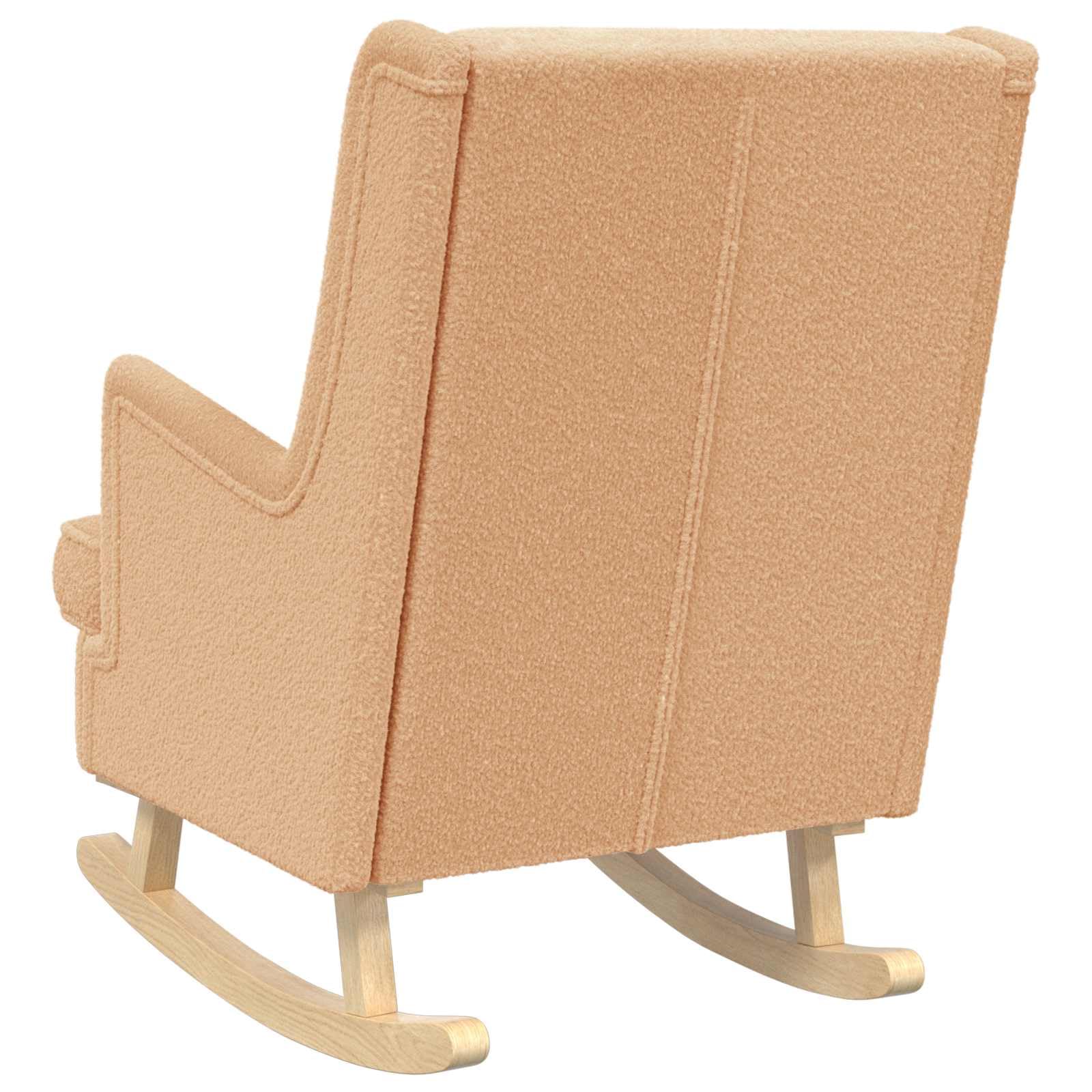 Mecedora Bouclé beige con estructura de metal y madera, 62 x 80 x 85 cm, función basculante y cómodo acolchado para salón, dormitorio, habitación infantil y tranquilidad