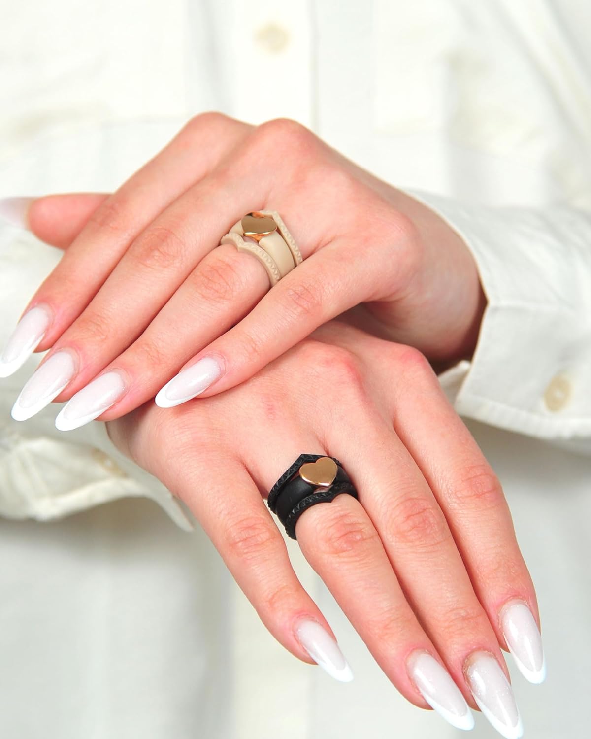 Rinfit Womens Silicone Wedding Ring with Stainless Steel Heart - Rubber Bands - Patented Design