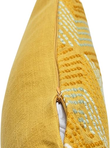 Miniatura 8 de Creative Co-Op Almohada bordada de algodón con borlas lumbares, 20 pulgadas de largo x 12 pulgadas de ancho x 2 pulgadas de alto, multicolor