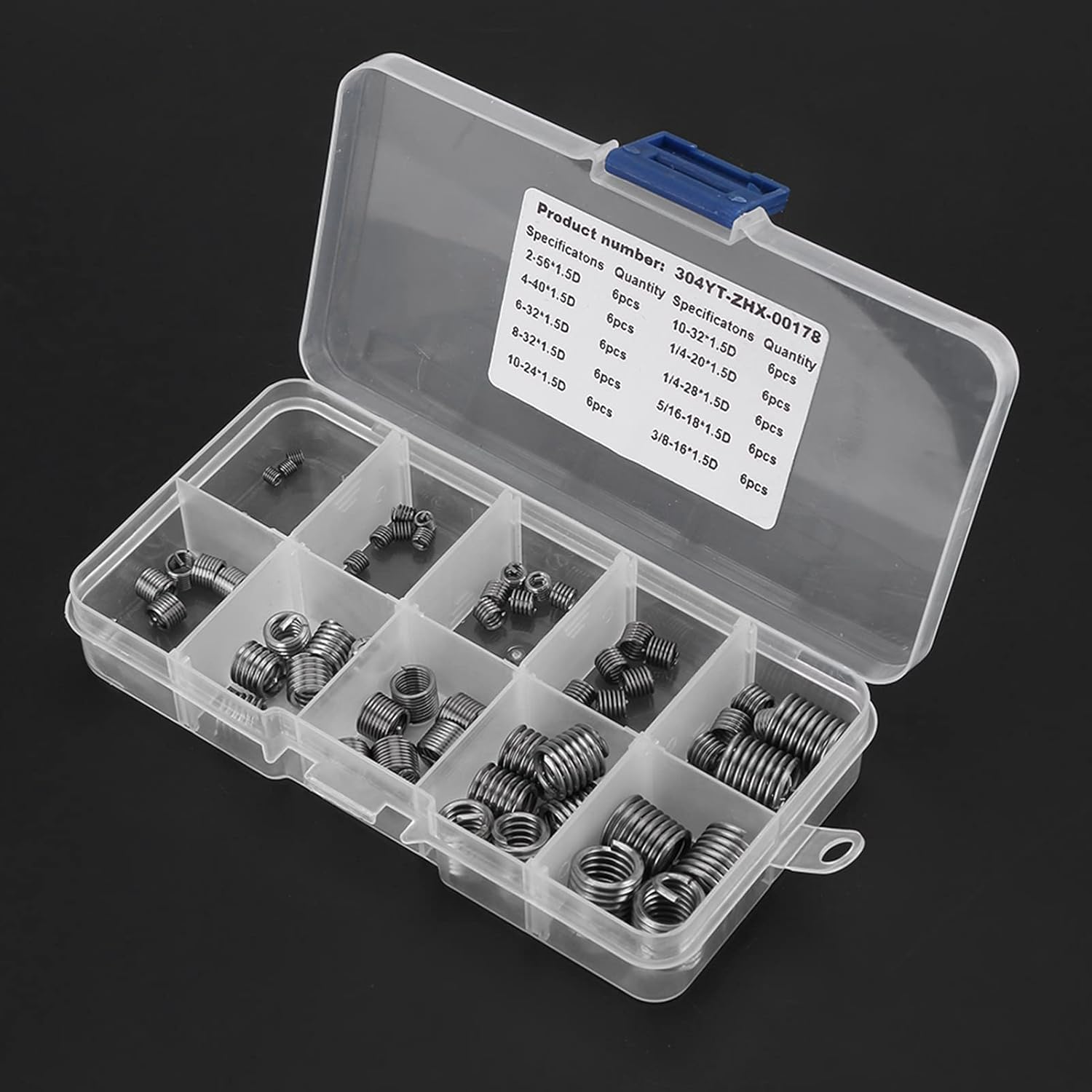 Helicoil Thread Repair Kit Metric,Wire Screw Sleeve Thread Repair Inserts,3 8 Coarse Thead in,Fasteners 60Pcs 304 Stainless Steel Wire Screw Sleeve Thread Repair Insert Assortment Kit