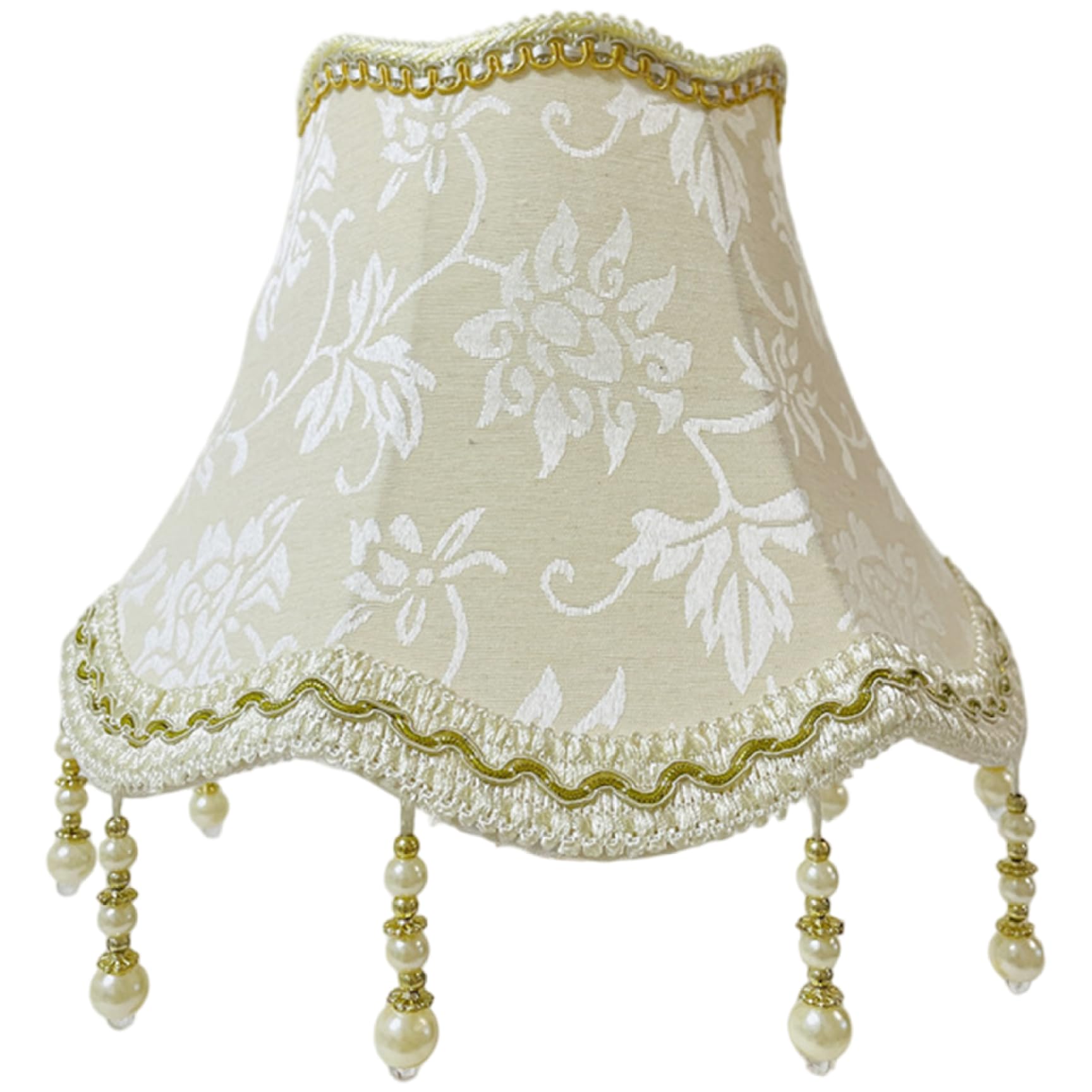 Yeaxxsqy Vintage Lamp Shade with Bead Pendants 9.8 Inch, Scalloped Lamp Shade Replacement Antique Small Floral for E27 Table Floor Lamps