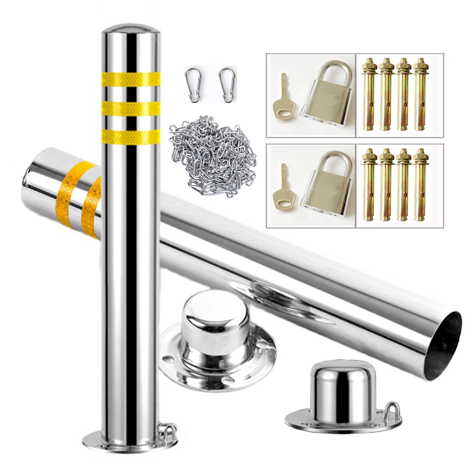 Buy Parking Barrier 2 Pack Parking Barrier and 5m Iron Chain, Lane Post Bollards Barriers